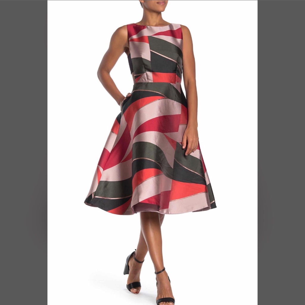 Ted Baker Cut Out Colorblock Midi Dress, Size 8, Tb 3